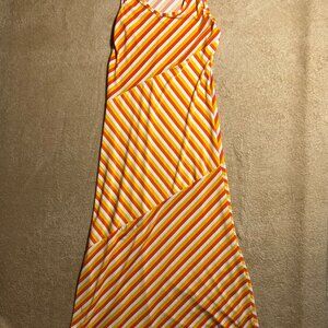 Chillipop Girl 10/12 Orange Diagonal Striped‎ "A" Frame Sleeveless Maxi Dress